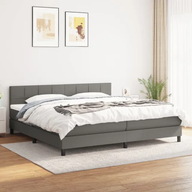 vidaXL Boxspring met matras stof donkergrijs 180x200 cm grijs