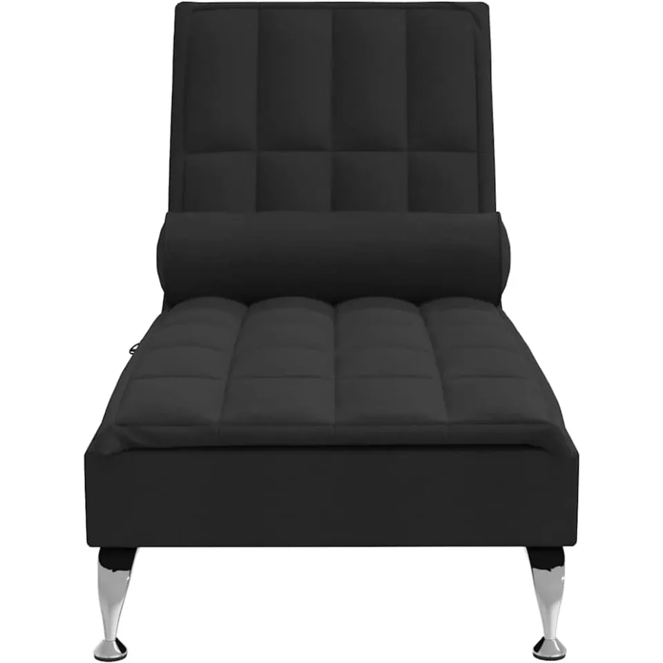 vidaXL Massage chaise longue met bolster stof zwart