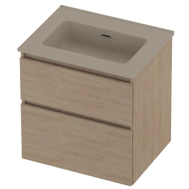 Proline Tribute Badmeubelset Porselein Elegant 1 Kraangat 60x46x62 cm Mat Crème Cotton Ideal Oak Eiken