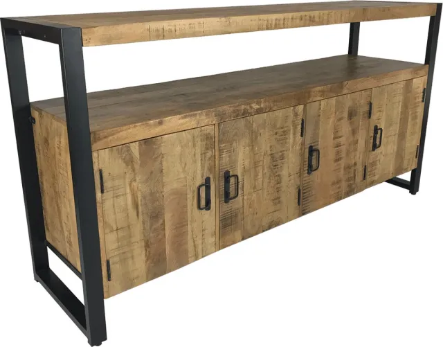 The Copperbarn Dressoir industrieel mangohout 4 deuren serie Britt Multi