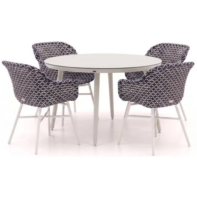 Hartman tuinmeubelen Hartman Delphine/Sophie Studio ø128cm dining tuinset 5-delig wit, foto 2