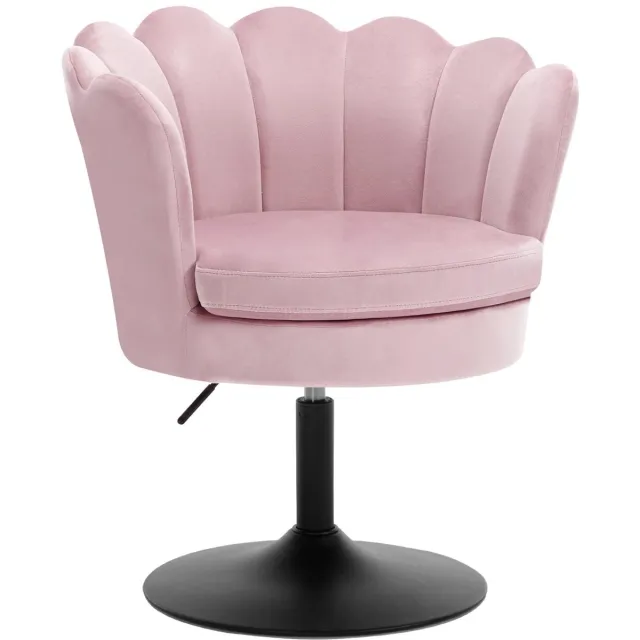 Klarven Draaistoel Fluweel Roze - Draaistoel Eetkamerstoel - Draaistoel Kind - Draaistoel Bureau - Swivel Chair - 360 Graden Draaibaar, Hoogte Verstelbaar, Armsteunen, Draagvermogen 150 kg - H83xd65cm