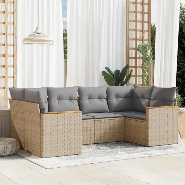 vidaXL Patio Sofa Set 6-zits Gemengd beige, foto 2