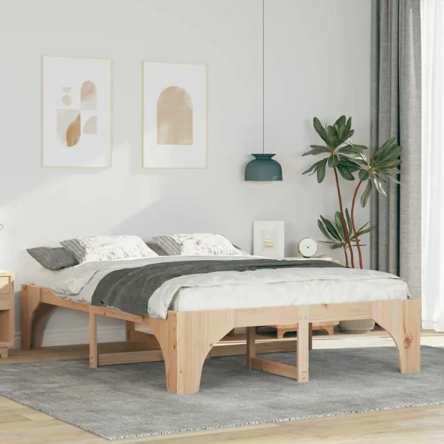 vidaXL Bedframe Bruin 160 x 200 cm Massief grenenhout