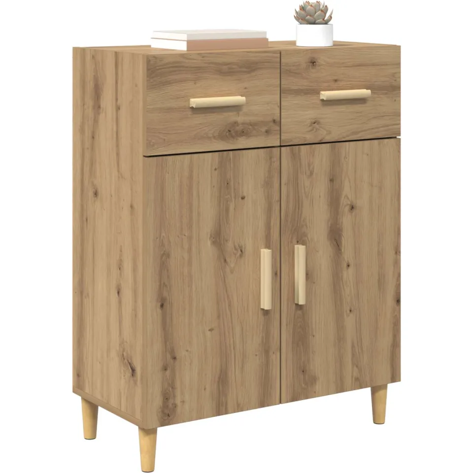 vidaXL Dressoir artisanaal eikenkleurig 34 x 69.5 x 89 cm Bewerkt hout Bruin