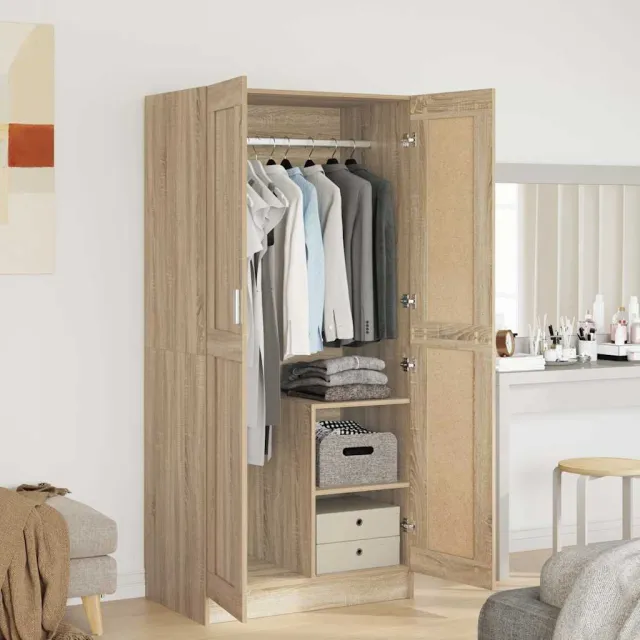 vidaXL Kledingkast 82,5x51,5x180 cm bewerkt hout sonoma eikenkleurig, foto 2