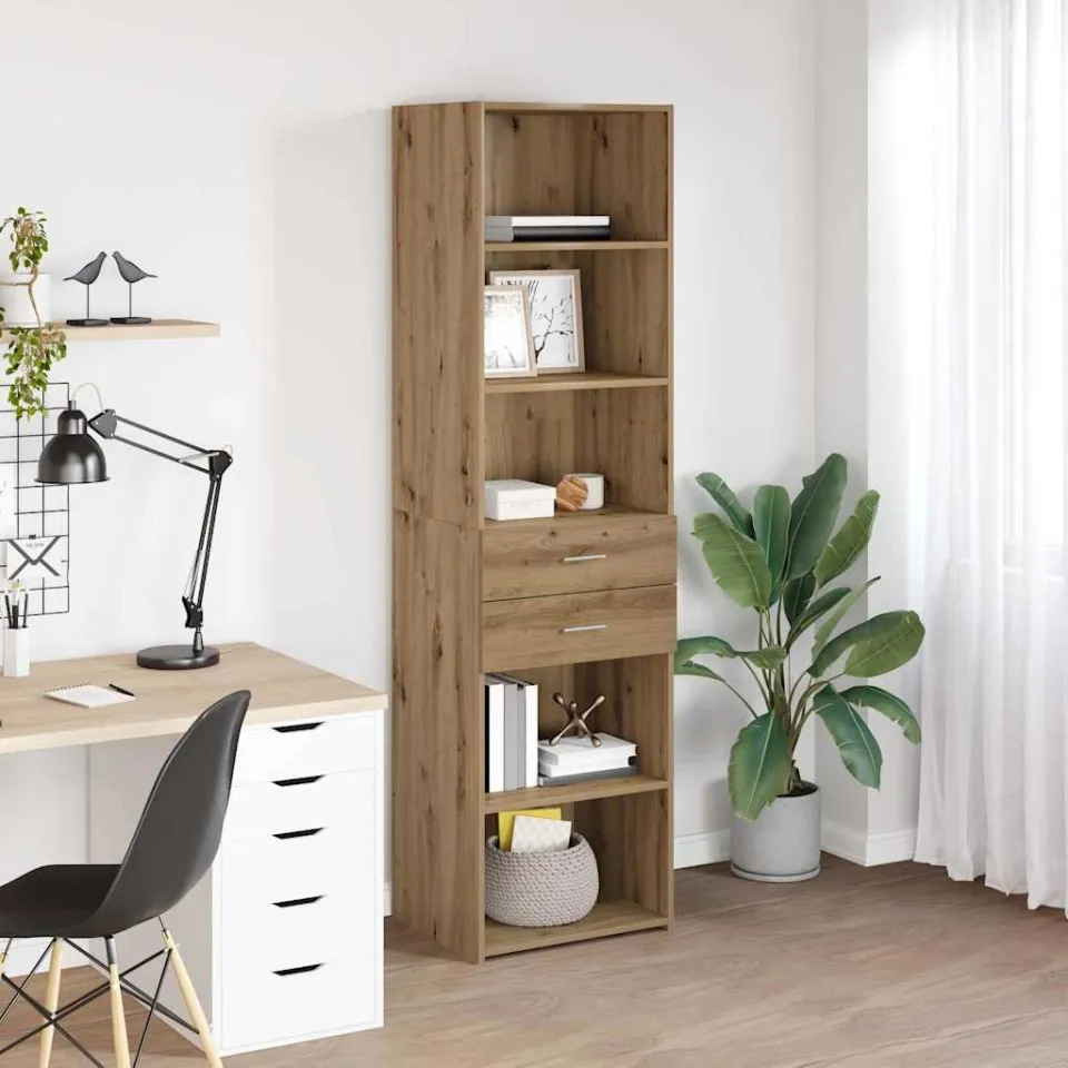 vidaXL Highboard Artisan Eiken 50 x 42,5 x 185 cm Bewerkt hout, foto 3