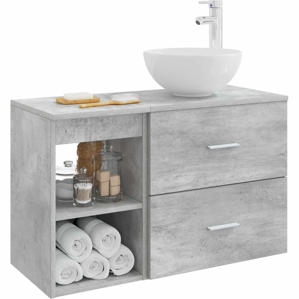 vidaXL Badkamerkastenset 2 st Betongrijs 79,5 x 35 x 80 cm