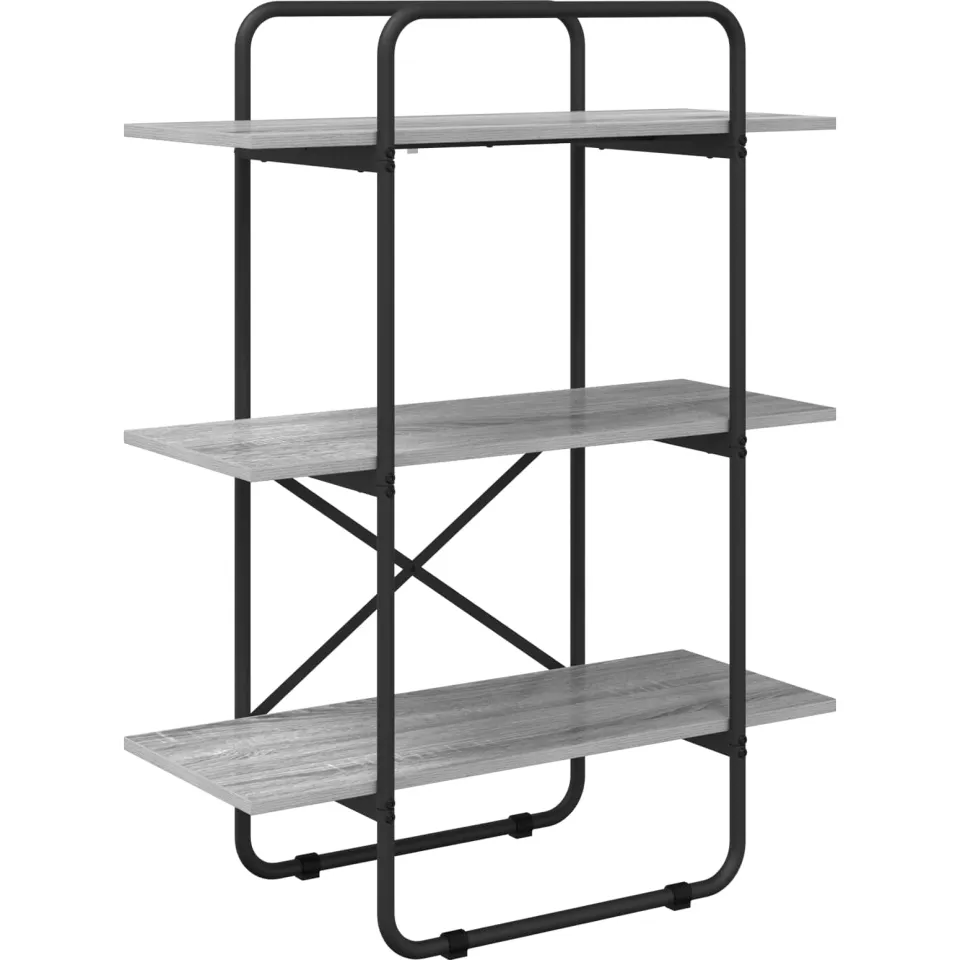 vidaXL Boekenrek 3-laags 60 x 35 x 105 cm PB Grijs Sonoma, foto 3