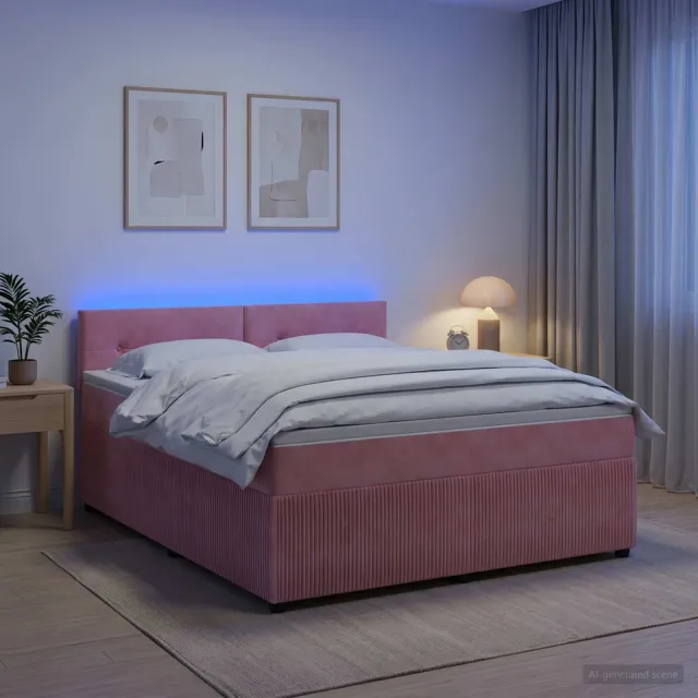 vidaXL Boxspringbed met matras Roze 140 x 190 cm Fluweel