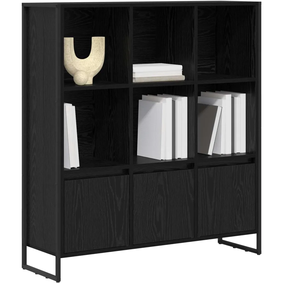 vidaXL Boekenkast 99,5 x 30 x 108 cm Bewerkt hout Zwart Eiken
