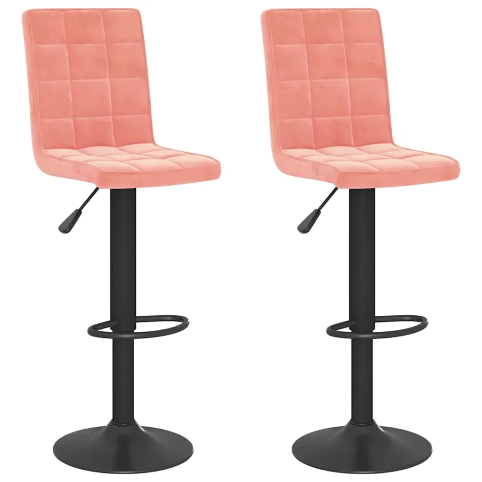 vidaXL Barkrukken 2 st fluweel roze, foto 3