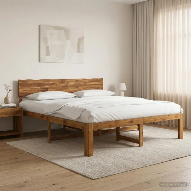 vidaXL Tweepersoonsbed met hoofdeinde ROSTOCK Naturel 180 x 200 cm Bruin