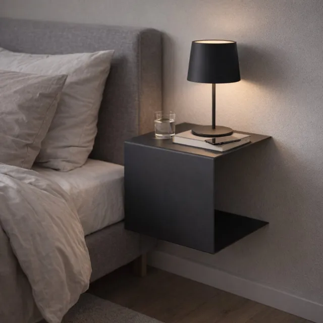 Stainiq ® Nachtkastje 40x40x26 cm - Cube - Mat Zwart - Modern Design - Zwevend - Stainiq RAL 7021