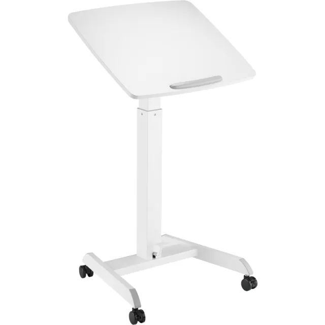 Worktrainer Mobispot Wit - Hoogte 76 - 113 cm - Breedte 60 cm - Klein gasveer zit-sta bureau - Verrijdbare tekentafel - Lessenaar met Gasveer bediening