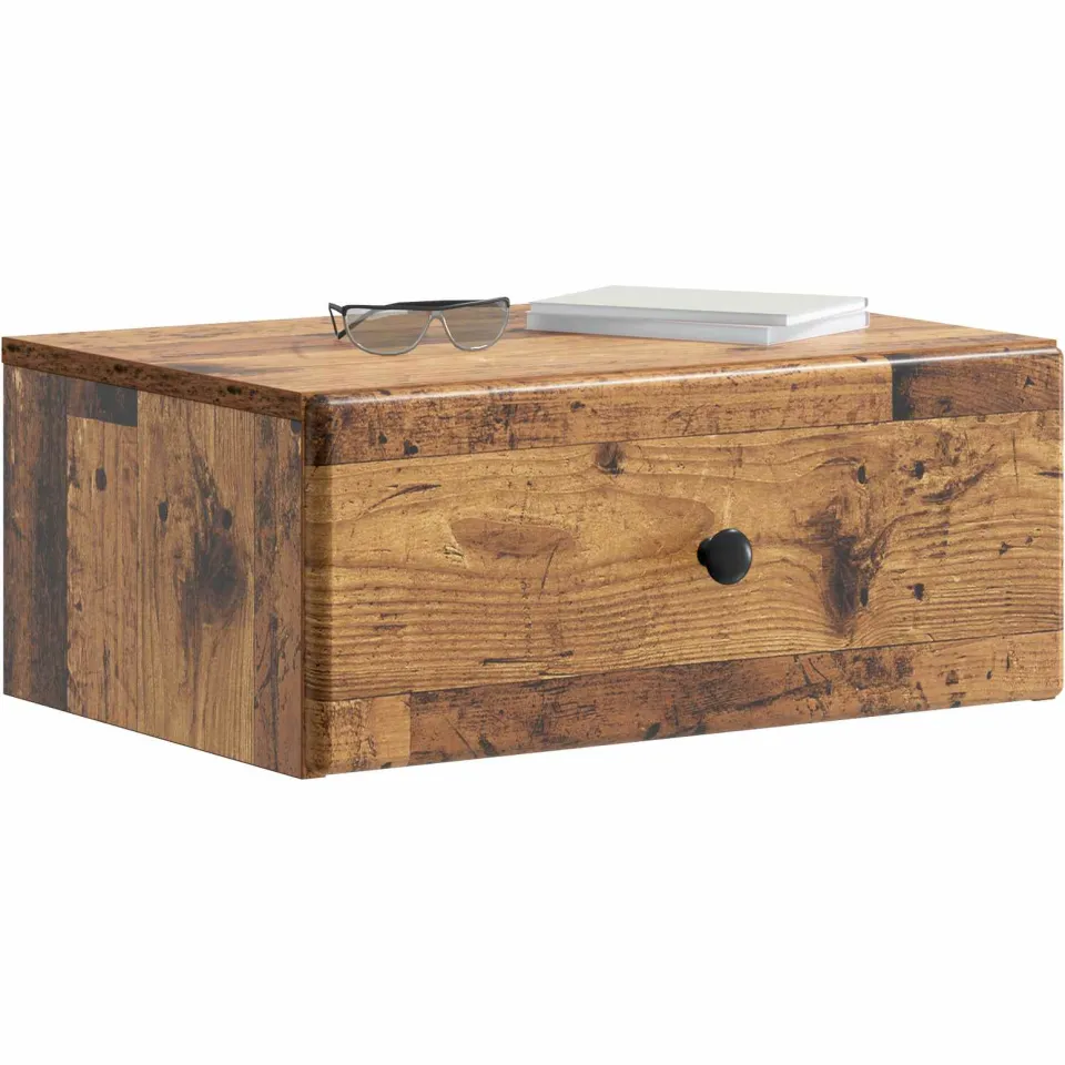 vidaXL Wandbeugel Bedkast 2 st Oud hout 49 x 34,5 x 20 cm Bewerkt hout Bruin