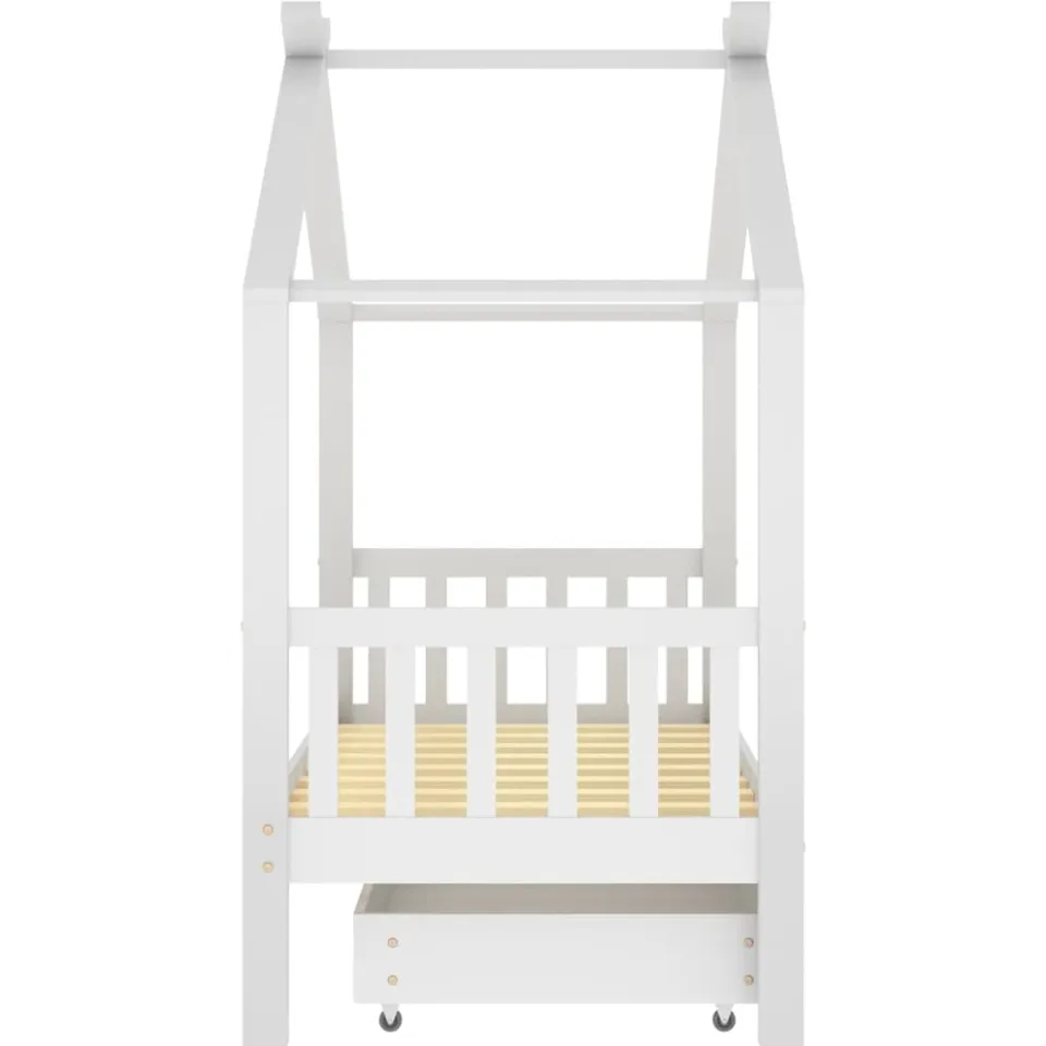 vidaXL Kinderbedframe met lade massief grenenhout wit 80x160 cm, foto 2