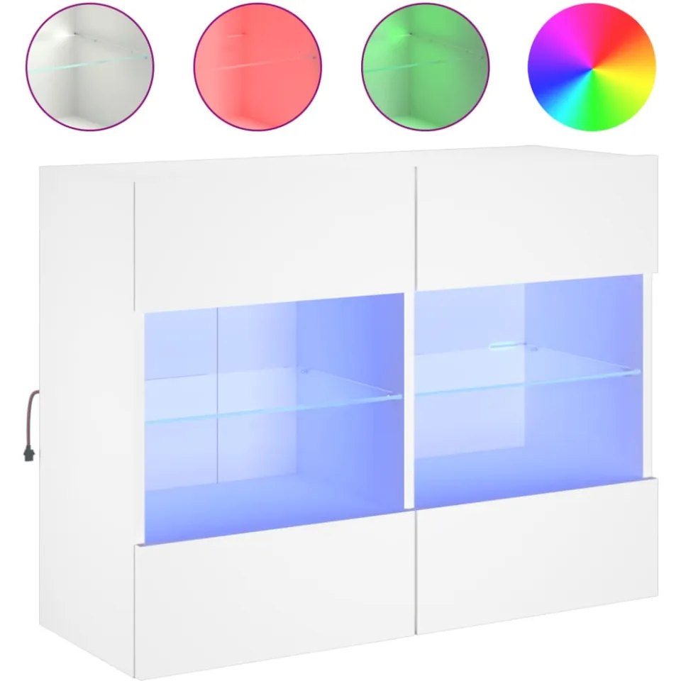 vidaXL Tv-wandmeubel met LED-verlichting 78,5x30x60,5 cm wit, foto 3