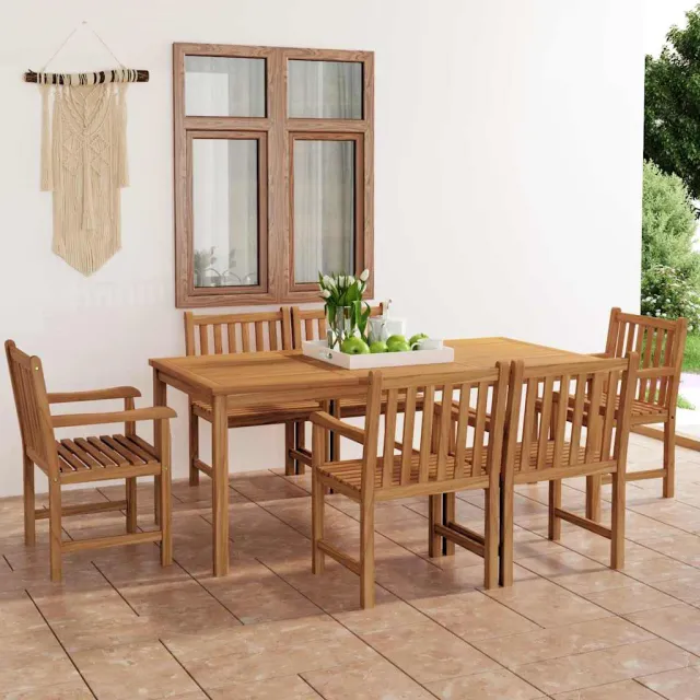 vidaXL 7-delige tuinset 180x90 cm massief teakhout bruin, foto 2