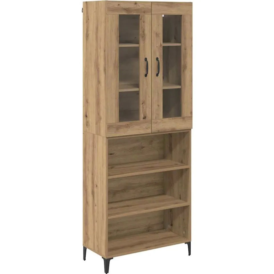 vidaXL Highboard Artisan Eiken 69,5 x 34 x 180 cm Bewerkt hout, foto 3