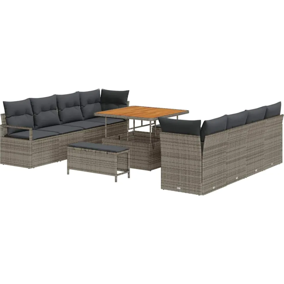 vidaXL Tuinbankenset 11 st Grijs poly rattan