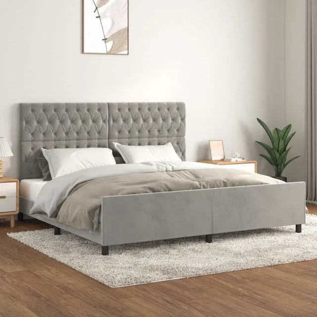 vidaXL Bedframe zonder matras 200x200 cm fluweel lichtgrijs
