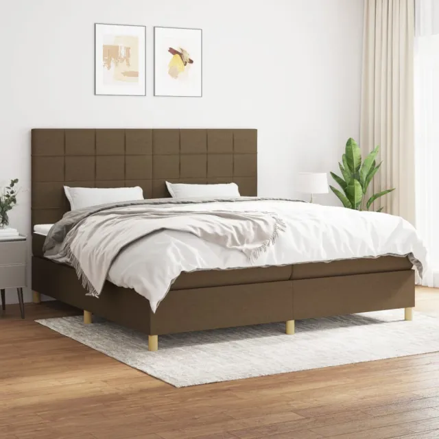 vidaXL Boxspring met matras stof donkerbruin 200x200 cm bruin