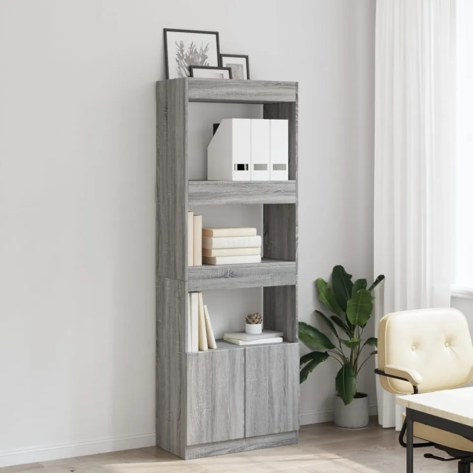 vidaXL Hoge kast 63x33x180 cm bewerkt hout grijs sonoma eikenkleurig, foto 3