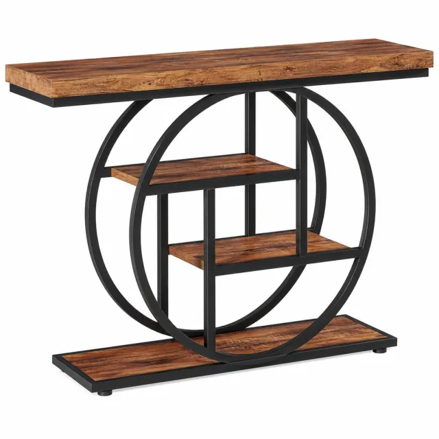 Lamor Wandtafel - Sidetable - Haltafel - Wandtafels - 105 x 30 x 80 cm - Onderstel ca. 84 x 25 cm - Onderhoudsvriendelijk Donkerbruin en zwart