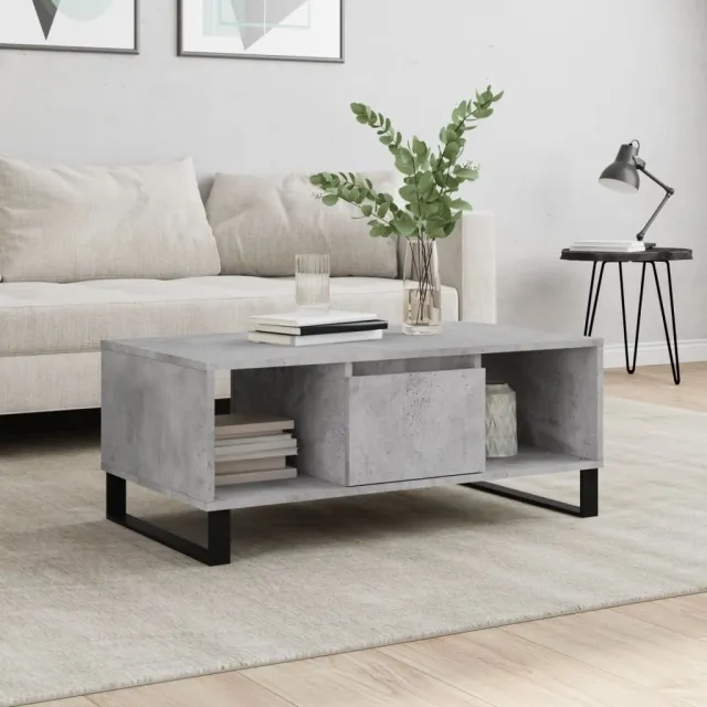 vidaXL Salontafel 90x50x36,5 cm bewerkt hout betongrijs grijs, foto 2
