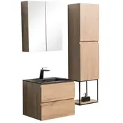 Aquazuro Wastafelonderkast Napoli 59cm - Scandinavisch Eiken - Met 2 Lades - 59,4x50x47,5cm, foto 2