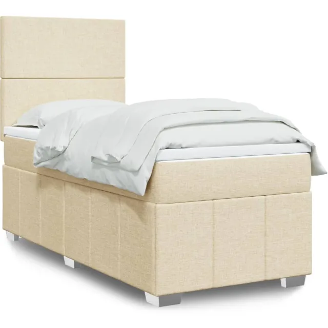 vidaXL Boxspring met matras stof crèmekleurig 90x200 cm