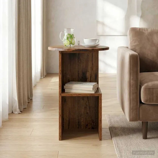 vidaXL Bijzettafel Oud hout Ø 39,5 x 55 cm Bewerkt hout bruin, foto 2