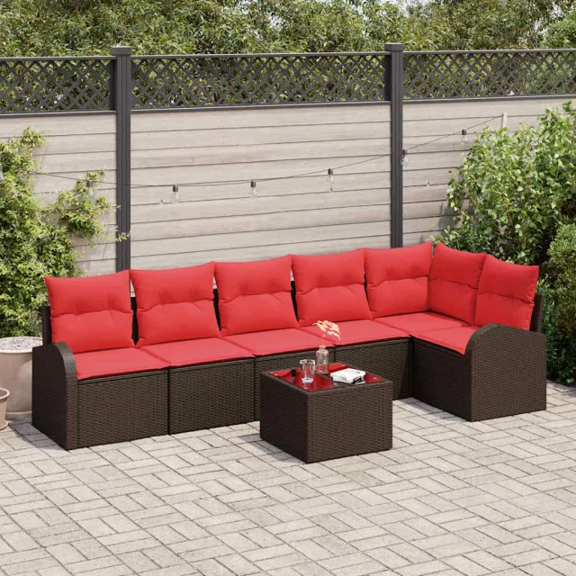 vidaXL Tuin Sofa Set 7 st Bruin poly rattan, foto 2