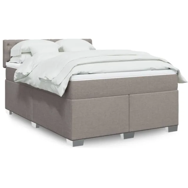 vidaXL Boxspring met matras stof taupe 160x200 cm
