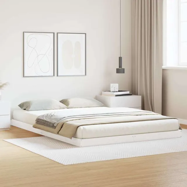vidaXL Vloerbedframe Wit 140 x 220 cm Massief grenenhout