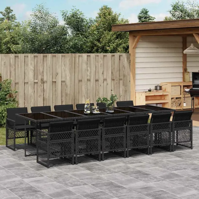 vidaXL 13-delige Tuinset met kussens poly rattan zwart, foto 2