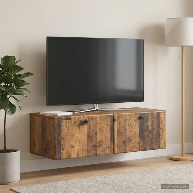 vidaXL Wandbeugel TV-kast 98 x 41 x 30 cm Oud hout Bewerkt hout Bruin