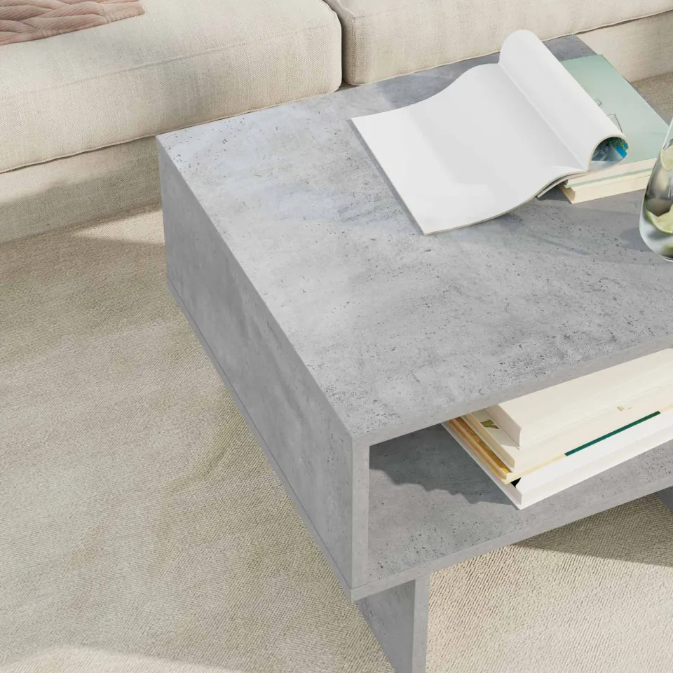 vidaXL Salontafel Beton Grijs 48 x 46 x 35 cm Bewerkt hout, foto 4