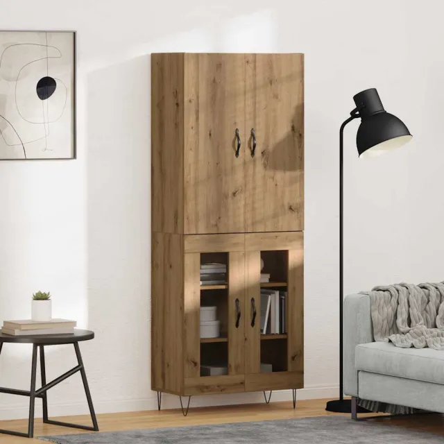 vidaXL Hoge kast 2 st Artisan Eiken 69,5 x 34 x 180 cm Bewerkt hout Bruin