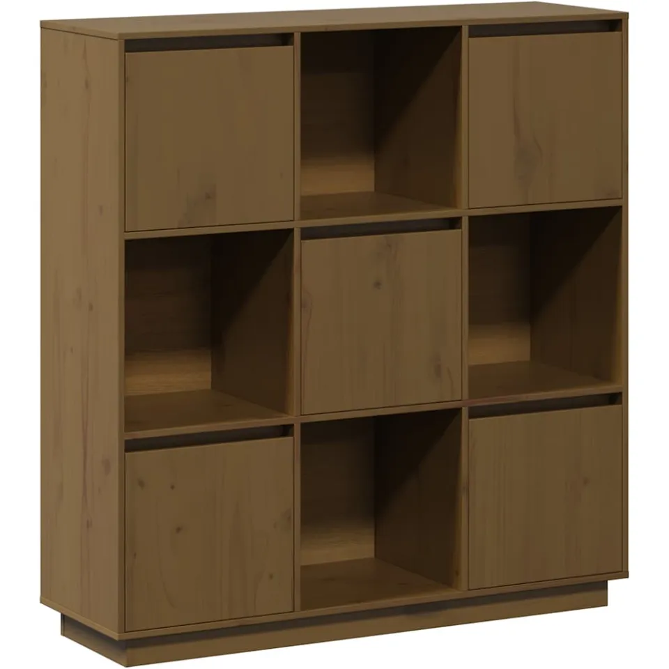 vidaXL Hoge kast 110,5x35x117 cm massief grenenhout honingbruin