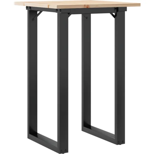 vidaXL Eettafel - O-frame - 50x50x75 - cm - massief - grenenhout - en - staal Bruin