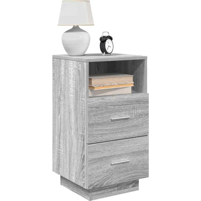 vidaXL Nachtkastjes 2 st met 2 lades 36x36x68 cm grijs sonoma eiken, foto 2