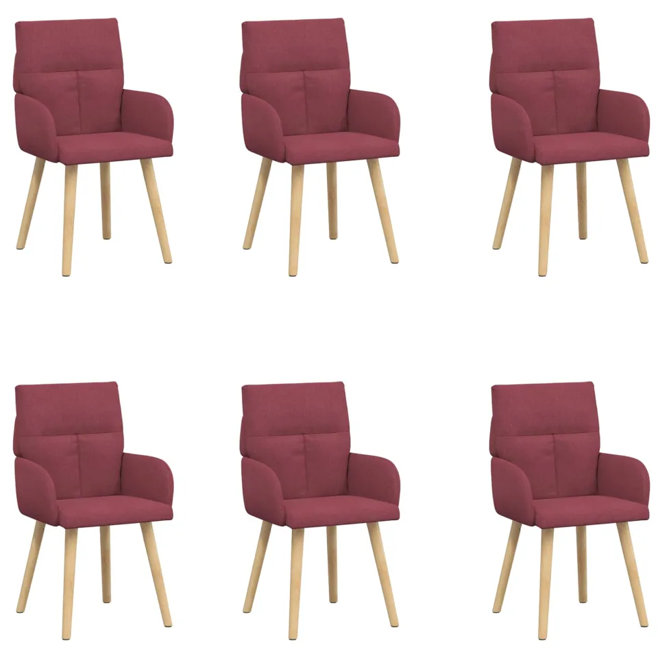 vidaXL Eettafelstoelen 6 st Stof Wijnrood 60 x 56 x 93 cm, foto 3