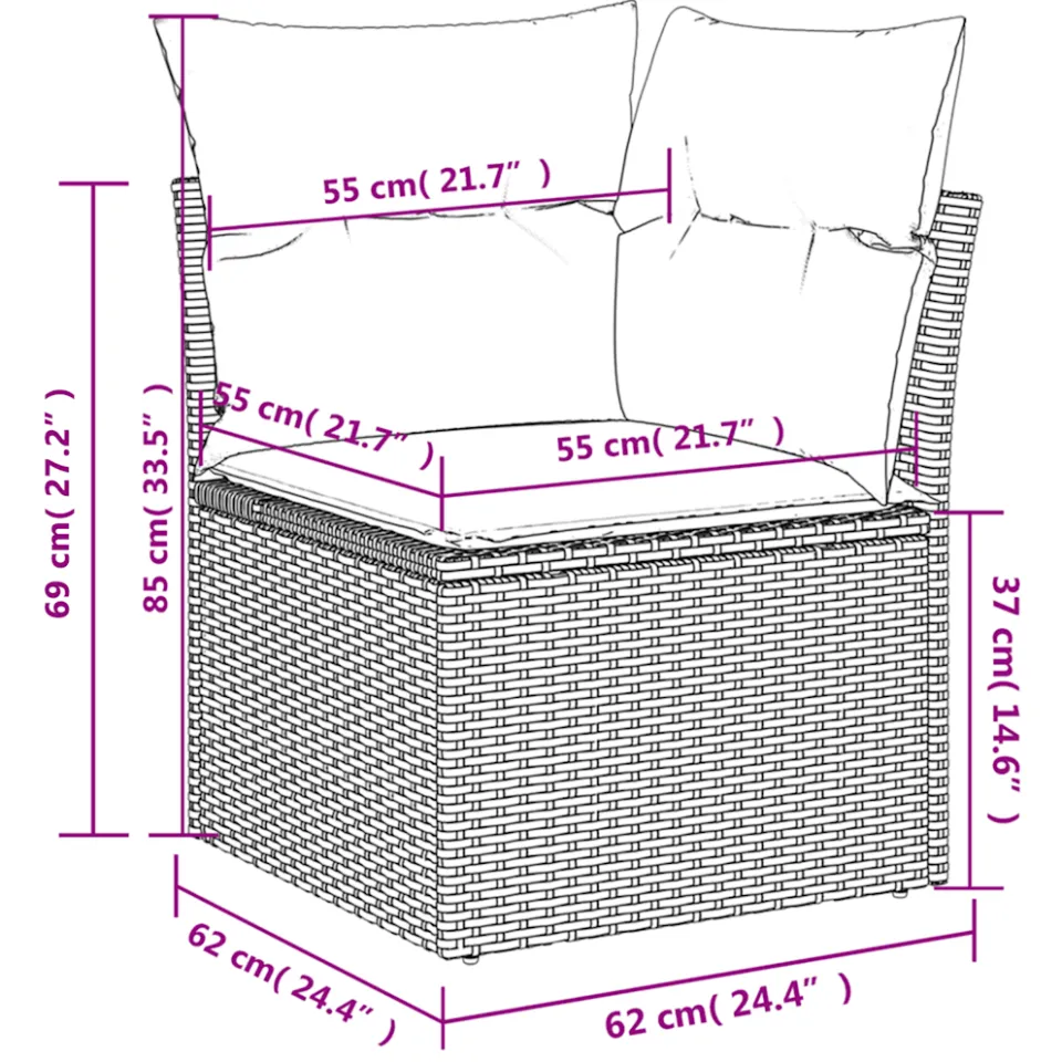vidaXL 8-delige Loungeset met kussens poly rattan lichtgrijs grijs, foto 4