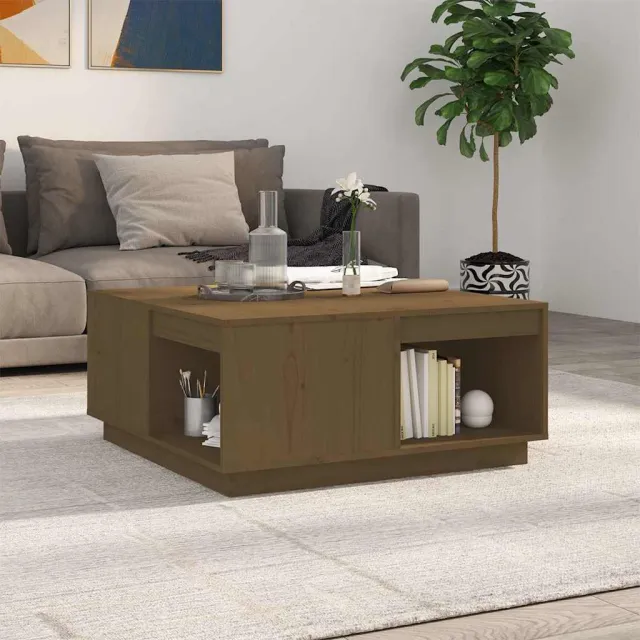 vidaXL Salontafel 80x81x36,5 cm massief grenenhout honingbruin bruin, foto 2