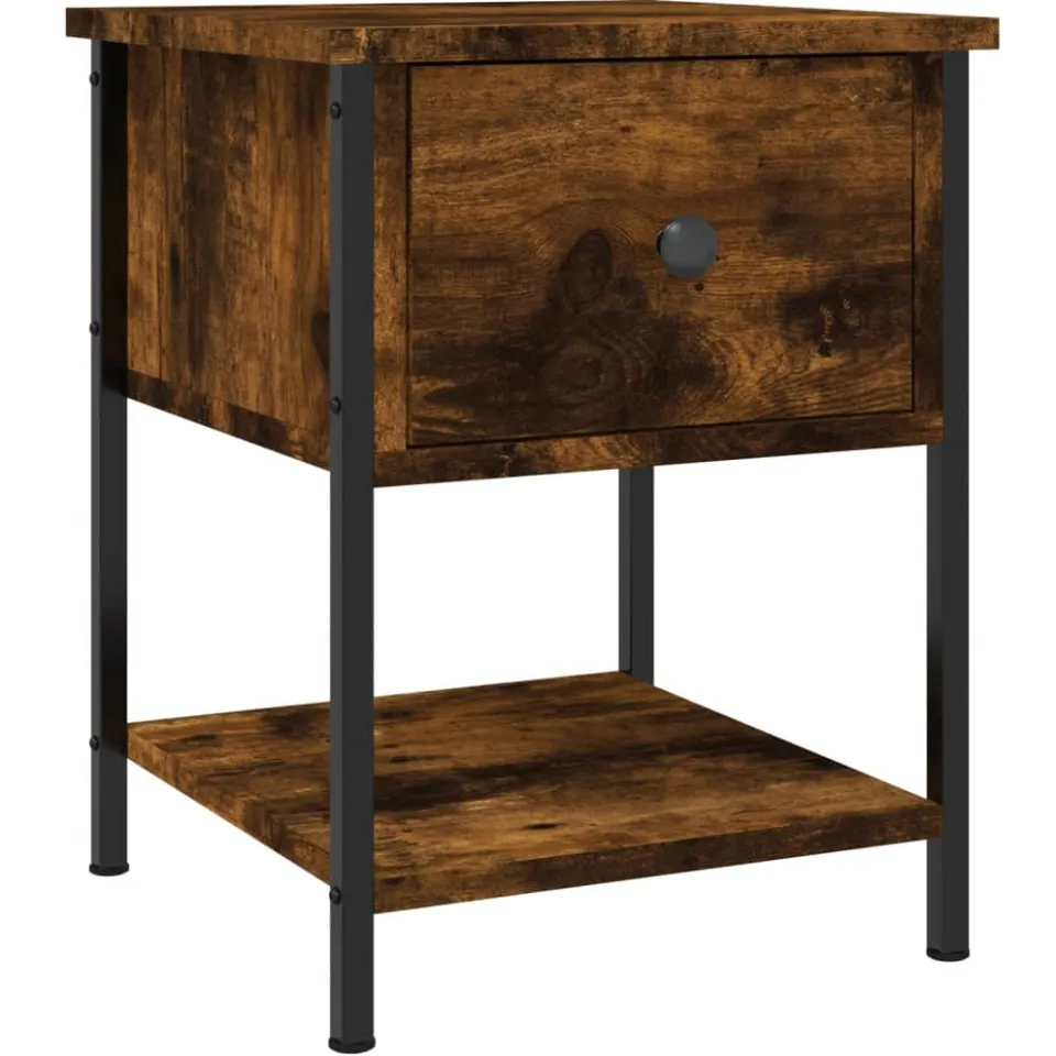 vidaXL Nachtkastjes 2 st 34x35,5x45 cm bewerkt hout gerookt eikenkleur Bruin