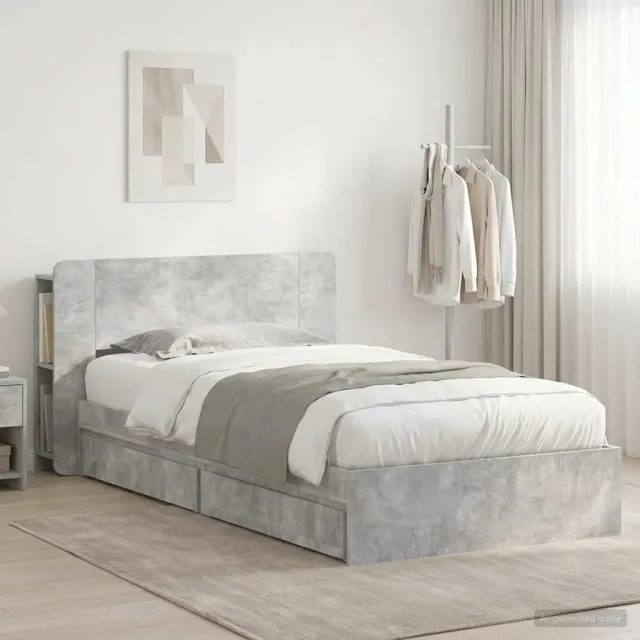 vidaXL Bedframe met opslag Betongrijs 90 x 190 cm Bewerkt hout