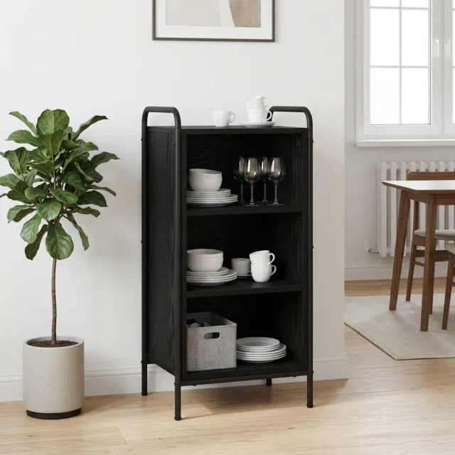 vidaXL Dressoir Zwart eiken 97 x 33 x 81 cm Bewerkt hout