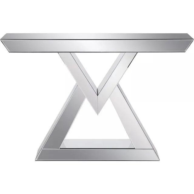 Vente-unique Sidetable van MDF met spiegel - Kleur: Zilver - ISIDA Zilverkleurig